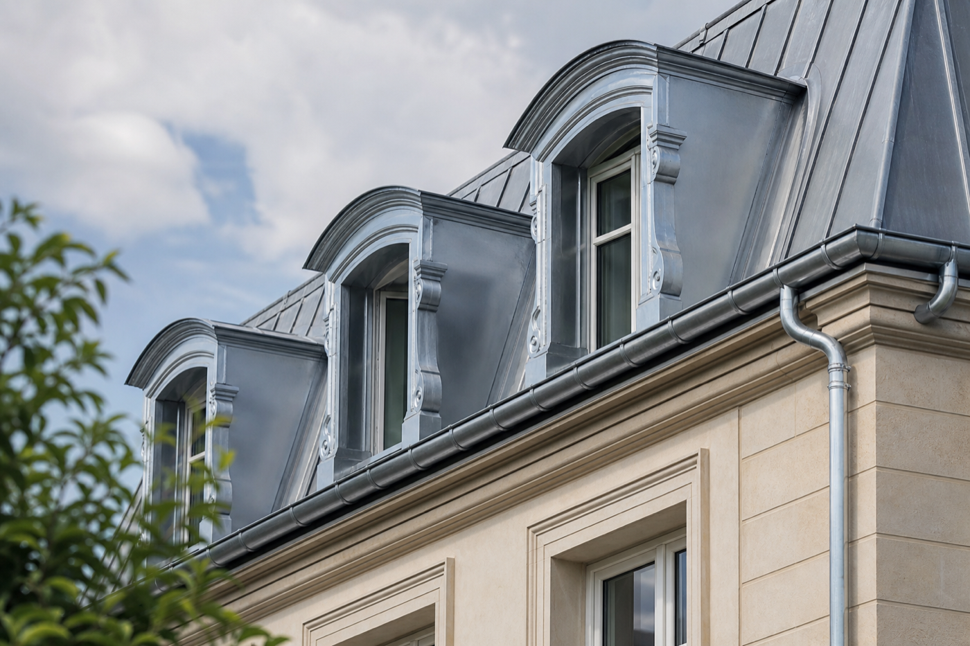 Maison avec toiture préparée pour la saison hivernale